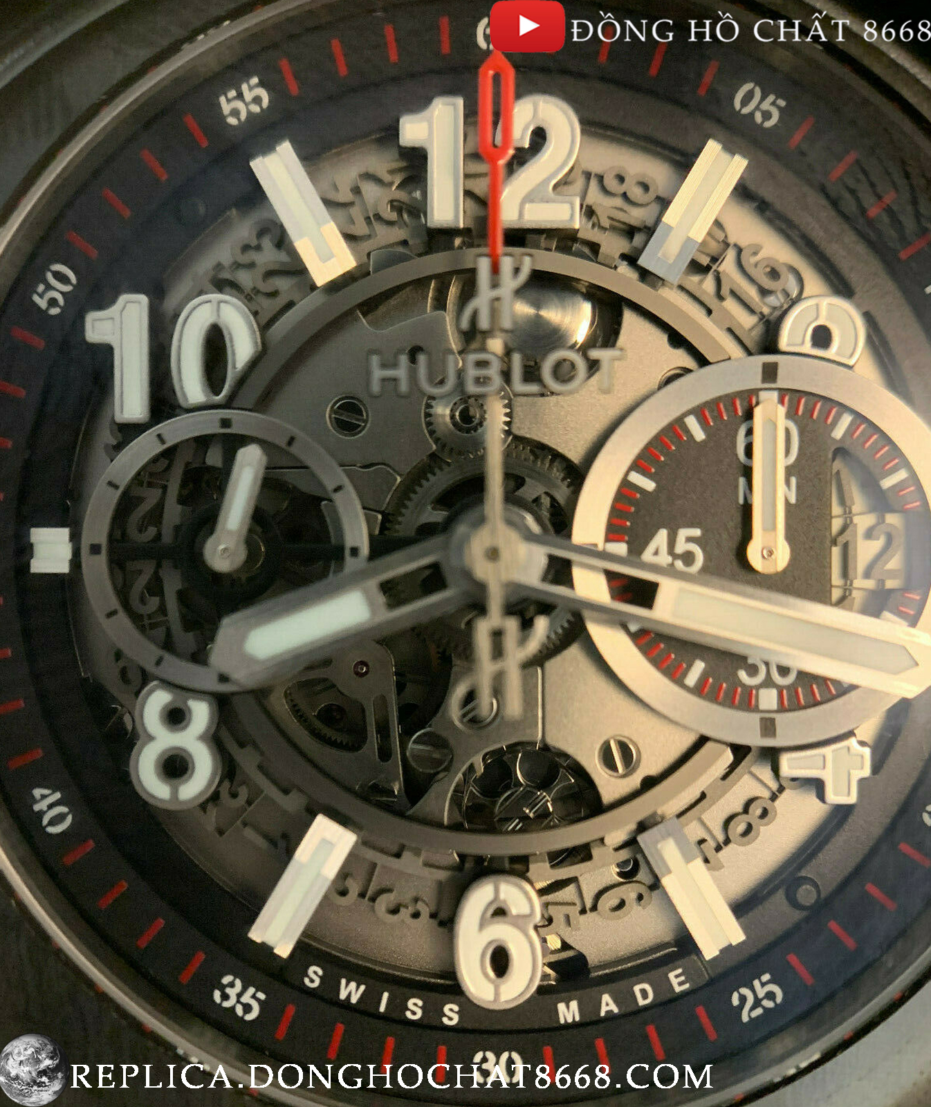 Mặt số của mẫu đồng hồ Hublot nam 1.1 Big Bang Unico 441.NX.1170.RX 44mm