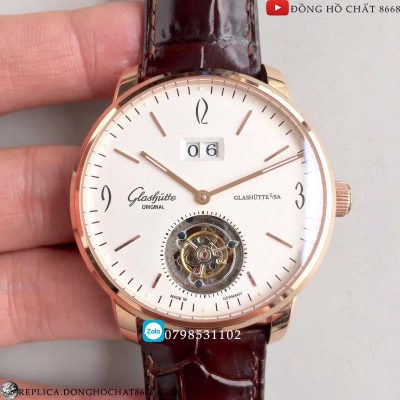 Đồng hồ Glashutte Replica Senator Tourbillon Stainless Steel Rose Gold 