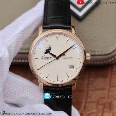 Đồng hồ Glashutte Rep 1:1 Automatic Date Moon Phase White Dial 