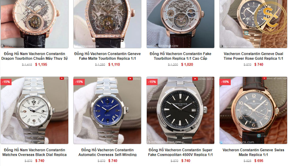 Các mẫu sản phẩm đồng hồ Vacheron Constantin Super Fake cao cấp chuẩn 1:1 hiện có mức giá dao động từ 15 triệu tới 40 triệu VNĐ