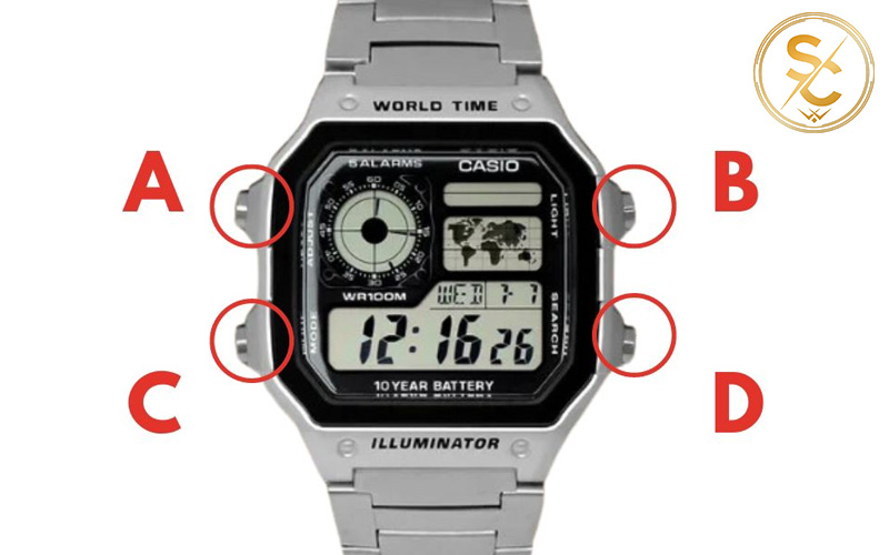 Ở dòng đồng hồ Casio 3 nút, mỗi nút thường có những chức năng chính Ở dòng đồng hồ Casio 3 nút, mỗi nút thường có những chức năng chính
