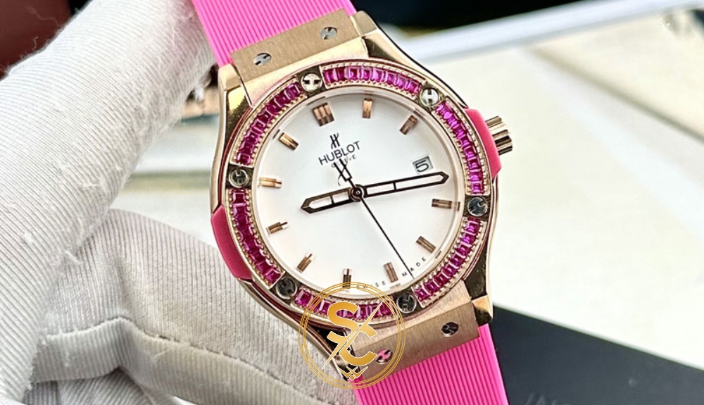 Đồng hồ Hublot giá 5 triệu vỏ thép mạ mặt số trắng