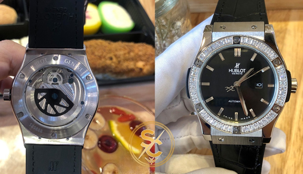 Đồng hồ Hublot mặt đen viền đính đá giá 1 triệu