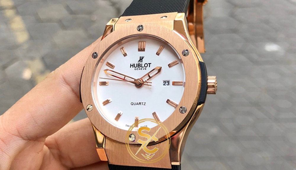 Đồng hồ Hublot giá 1 triệu mặt trắng vỏ mạ vàng