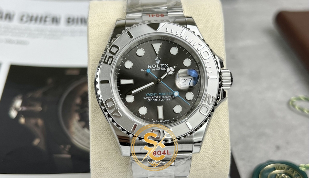 dong ho rep rolex gia 10 trieu Đồng hồ Rolex Yacht Master giá 10 triệu mặt số xám
