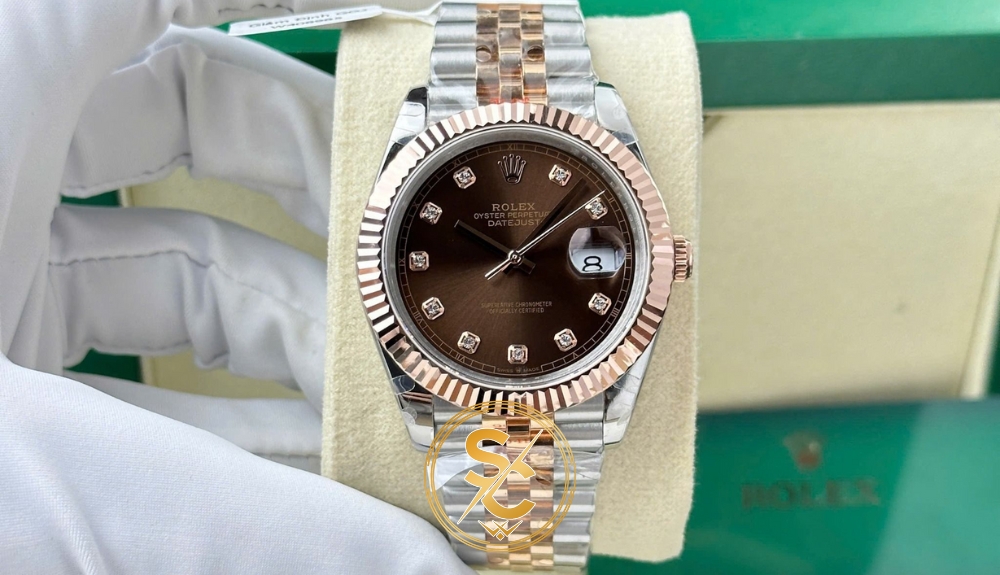 dong ho rolex rep gia 10 trieu Đồng hồ Rolex giá 10 triệu mặt Chocolate dây Demi Rose Gold