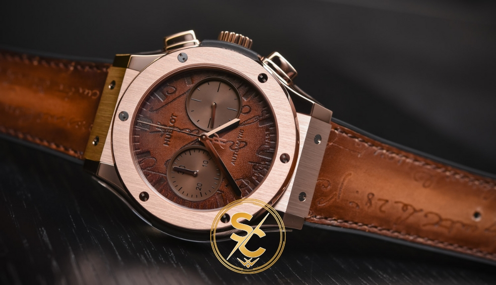 hublot geneve 882888 Đồng hồ Hublot Geneve Big Bang 882888 Chronograph mặt số da nâu phiên bản Replica